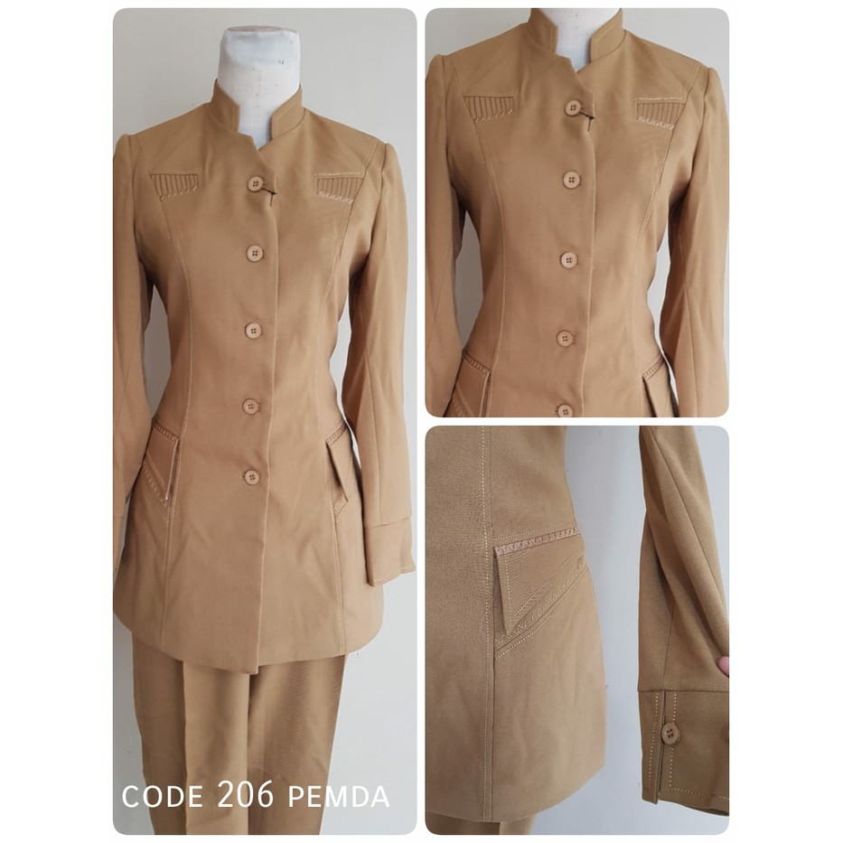 Jual Unik Set Blazer Baju Pemda Seragam PNS Wanita khaki keki muslim  shanghai Limited Indonesia|Shopee Indonesia