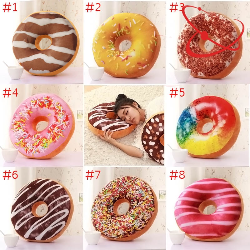 Bantal Bentuk Donat Coklat Dan Macaron Bahan Plush Untuk Tidur Siang