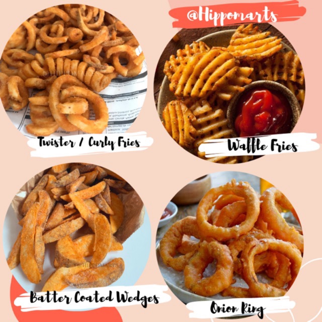 Jual WAFFLE Fries , CURLY Fries WEDGES Pom Pom ONION RING Shrimp