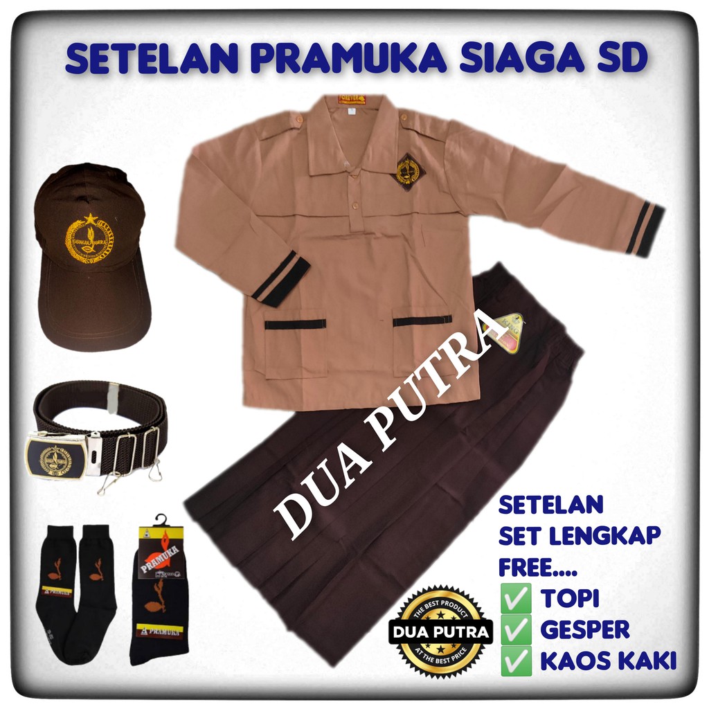 SERAGAM SEKOLAH SD SETELAN PRAMUKA SIAGA PEREMPUAN LENGAN PANJANG KELAS 16 SD Shopee Indonesia