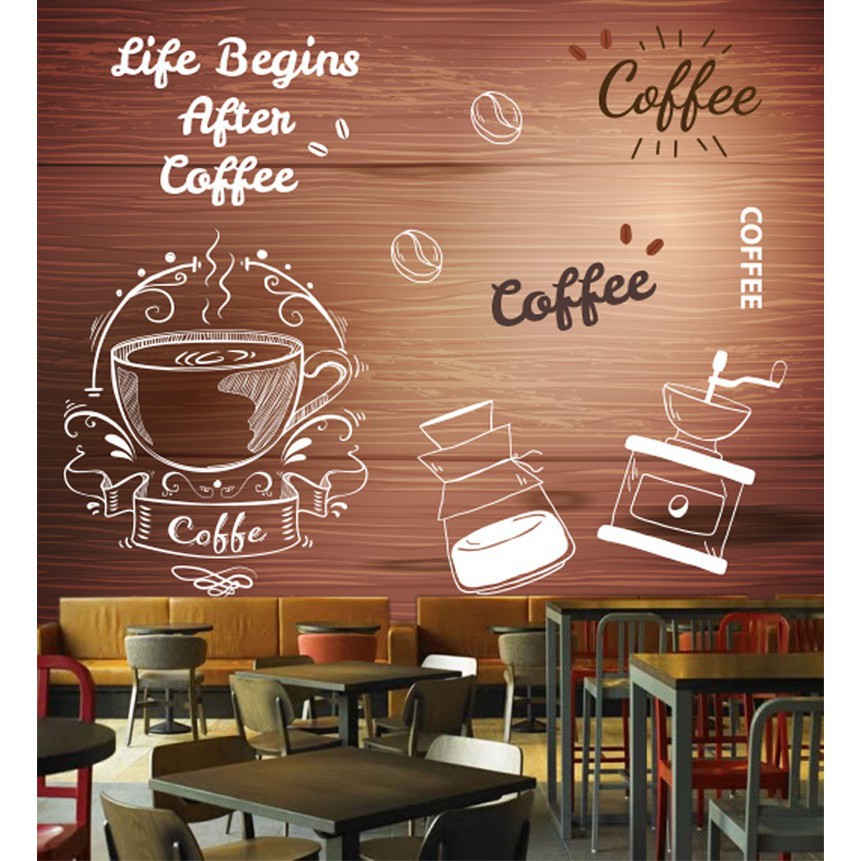 Jual WALLPAPER 3D WALLPAPER CUSTOM DINDING COFFEE SHOP