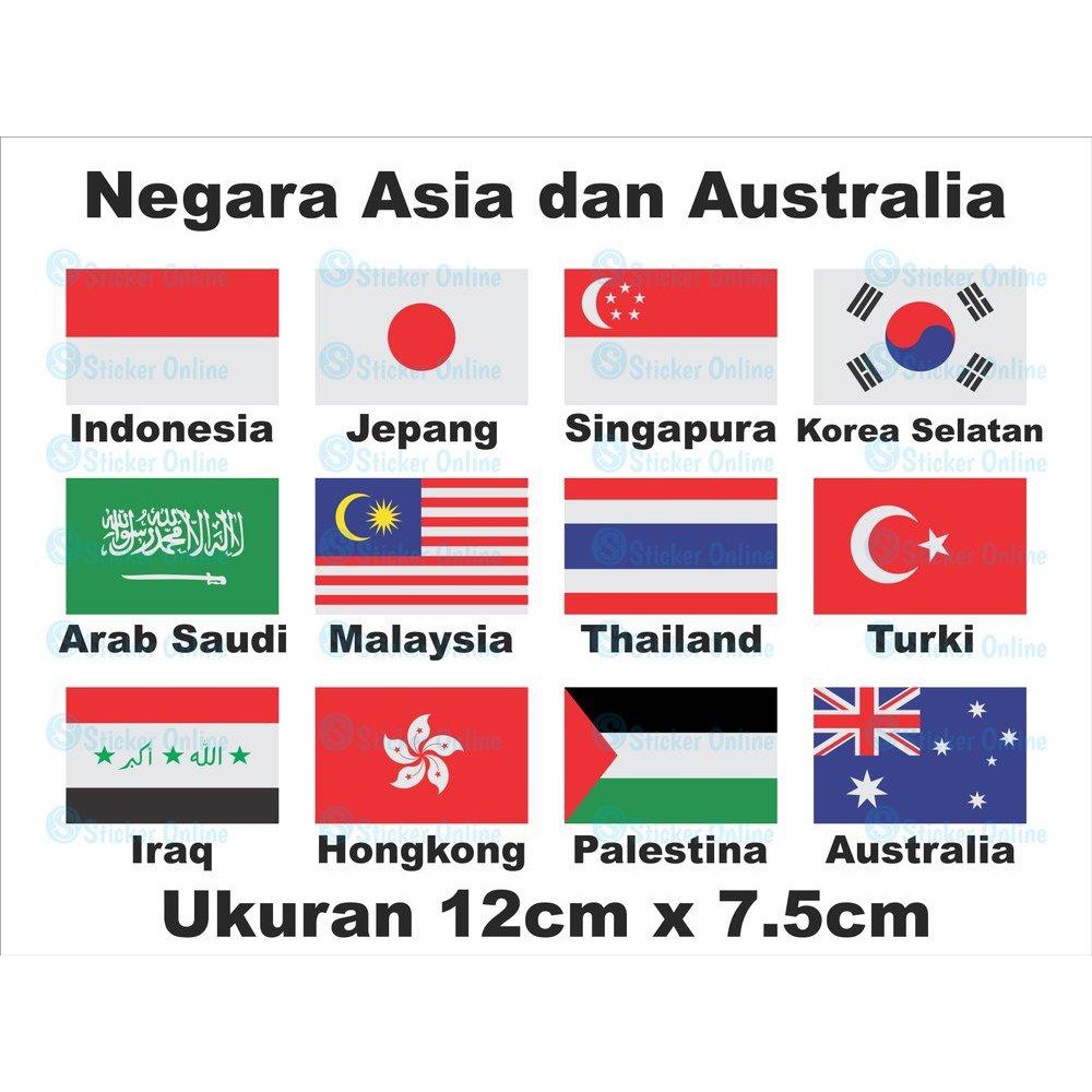 Sticker Stiker Cutting Bendera Negara Asia | Shopee Indonesia