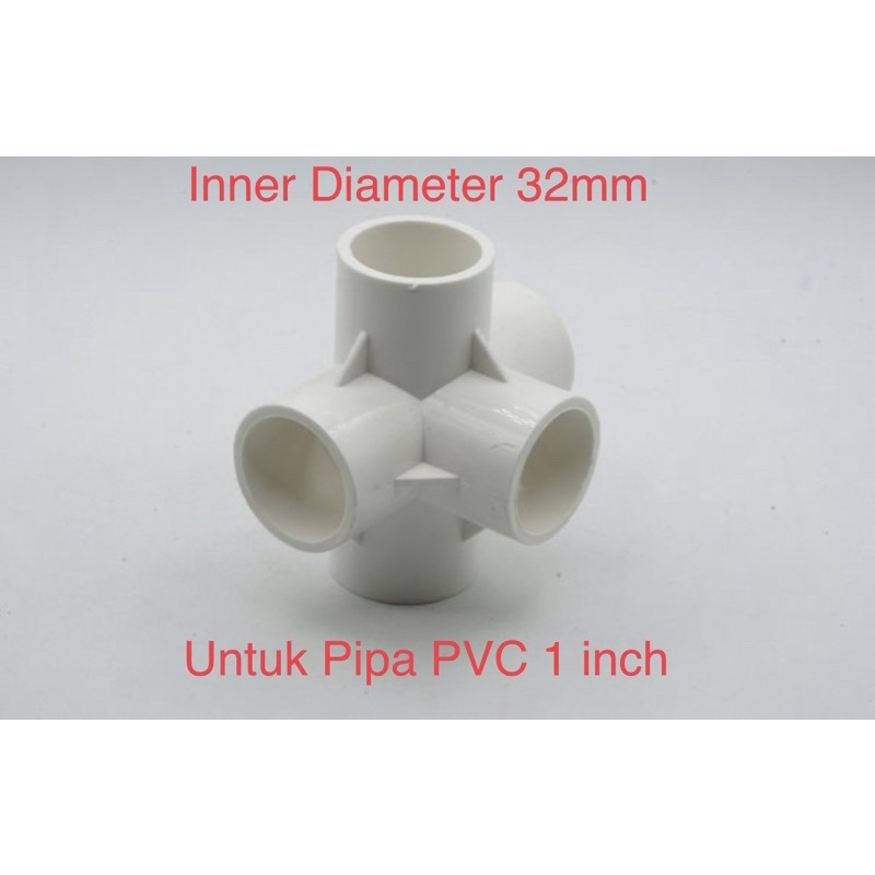 Jual White Fitting 5 Way Arah T Tee Elbow Inner Diameter 32mm for Pipa