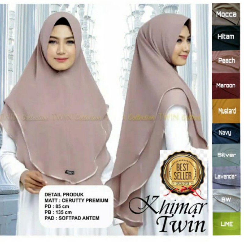 Khimar hijab jilbab syari twins 2 layer CERUTY BABYDOLL Shopee Indonesia