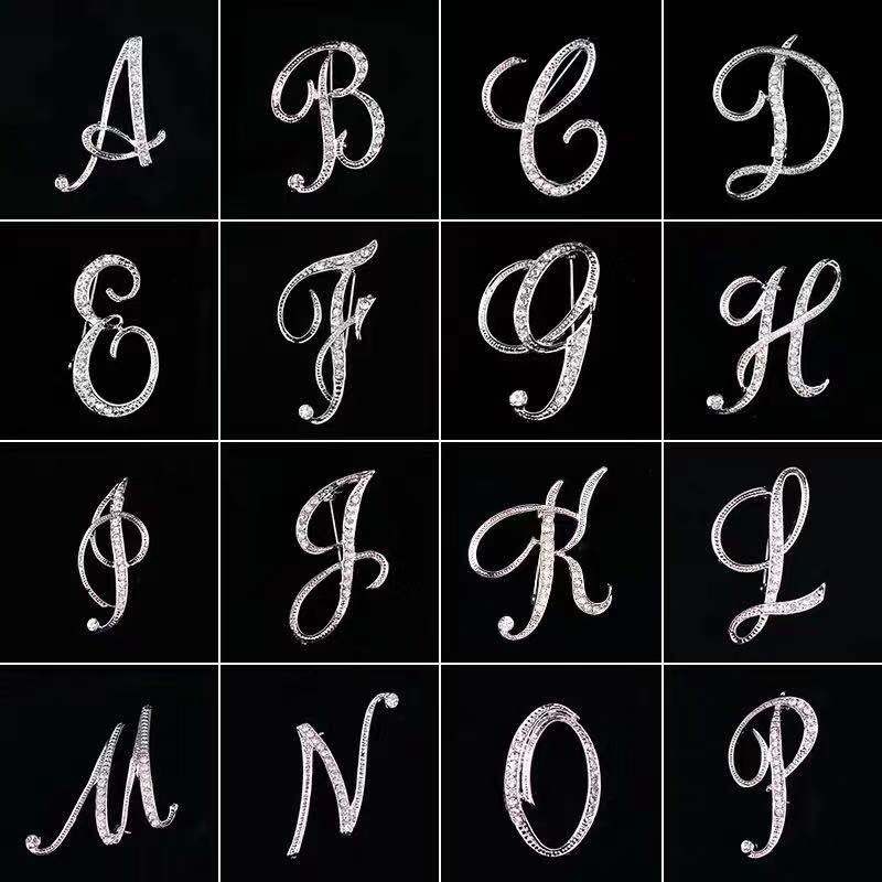 COD 26 Huruf Pin Bros Berlian Imitasi Crystal Jernih Untuk Perhiasan Wanita  Berlapis Emas Warna | Shopee Indonesia