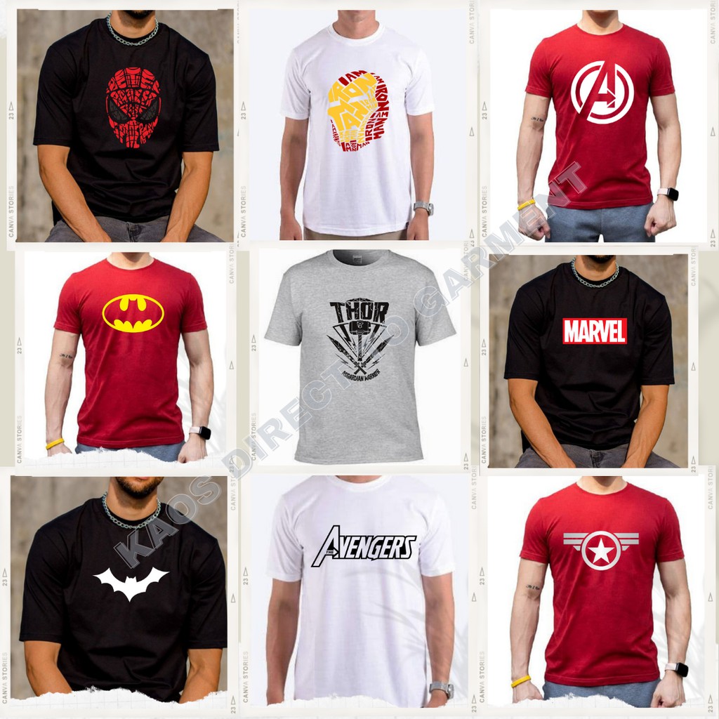 Kaos pria keren distro murah XXL original terbaru marvel superhero