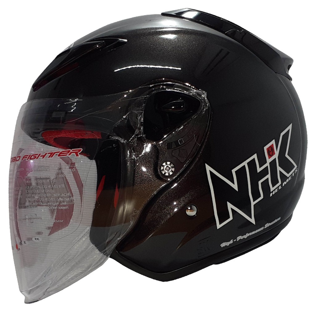 Jual HELM NHK R6 SOLID BLACK HALF FACE Shopee Indonesia
