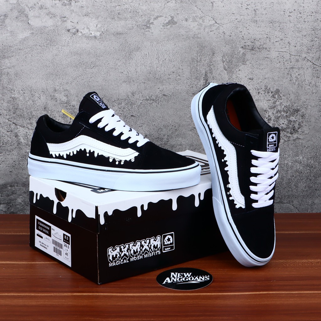 Sepatu Vans Old skool OS X Magical Mosh Misfits Black White Hitam Putih