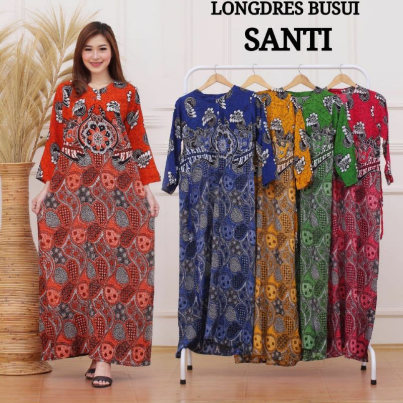 Daster panjang Batik Dinan Motif cantik Murah meriah Busui dada kancing Shopee Indonesia