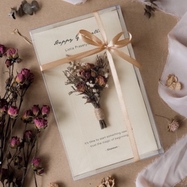 FLOWERCARD MINI BOUQUET BUNGA KERING DRIED FLOWER KARTU