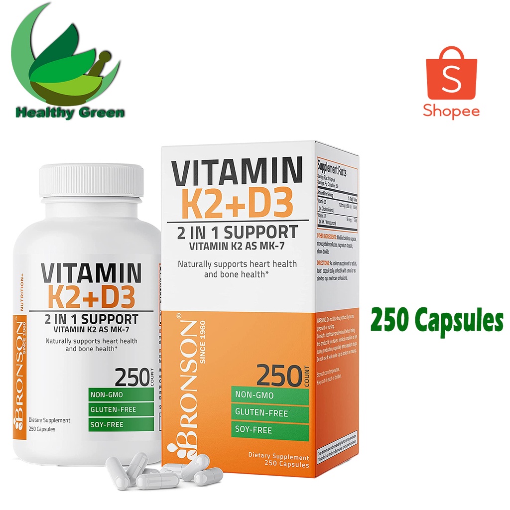 Jual Bronson k2 d3 Vitamin k2 d3 MK7 d3 5000 IU 250 Capsules Bronson d3