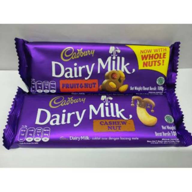 Jual Coklat Cadbury 100 Gram / Cadbury Fruit & Nut / Cadbury Cashew & Nut / Dairy Milk | Shopee Indonesia