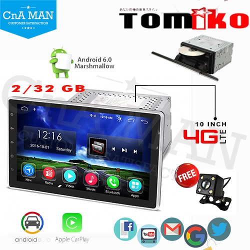 TOMIKO HEAD UNIT DVD ANDROID 4G LTE SIM CARD ANDROID 10 INCH UNIVERSAL