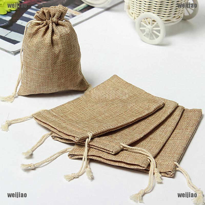 Kantung Tas Mini dengan Bahan Kain Goni dan Ukuran 9x12cm untuk