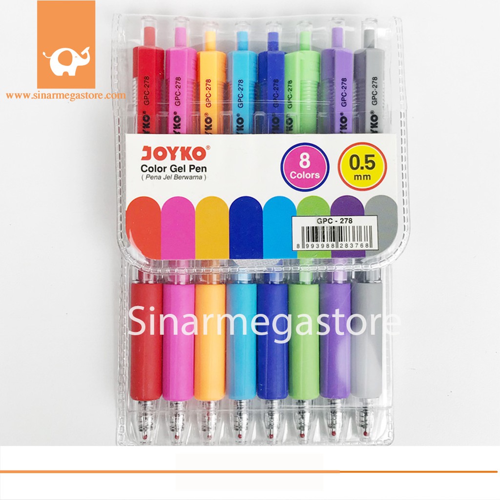 Joyko Color Gel Pen Pulpen Ballpoint Warna GPC278 0,5mm isi 8 color Murah Shopee Indonesia