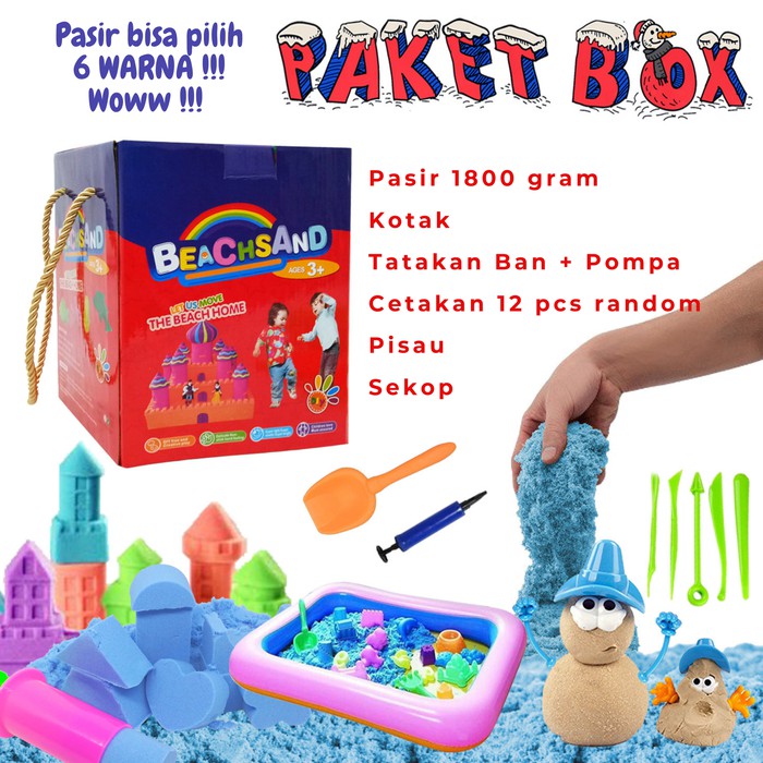 Jual Pasir Mainan Anak Pasir Ekonomi Paket Kotak Lengkap Warna Warni | Shopee Indonesia