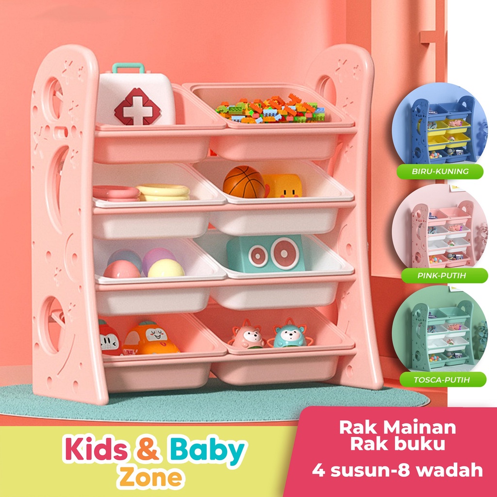 Jual Kdz Rak Mainan Anak 4 Susun Rak Susun Tempat Penyimpanan Serbaguna Rak Kamar Rak Buku Anak | Shopee Indonesia