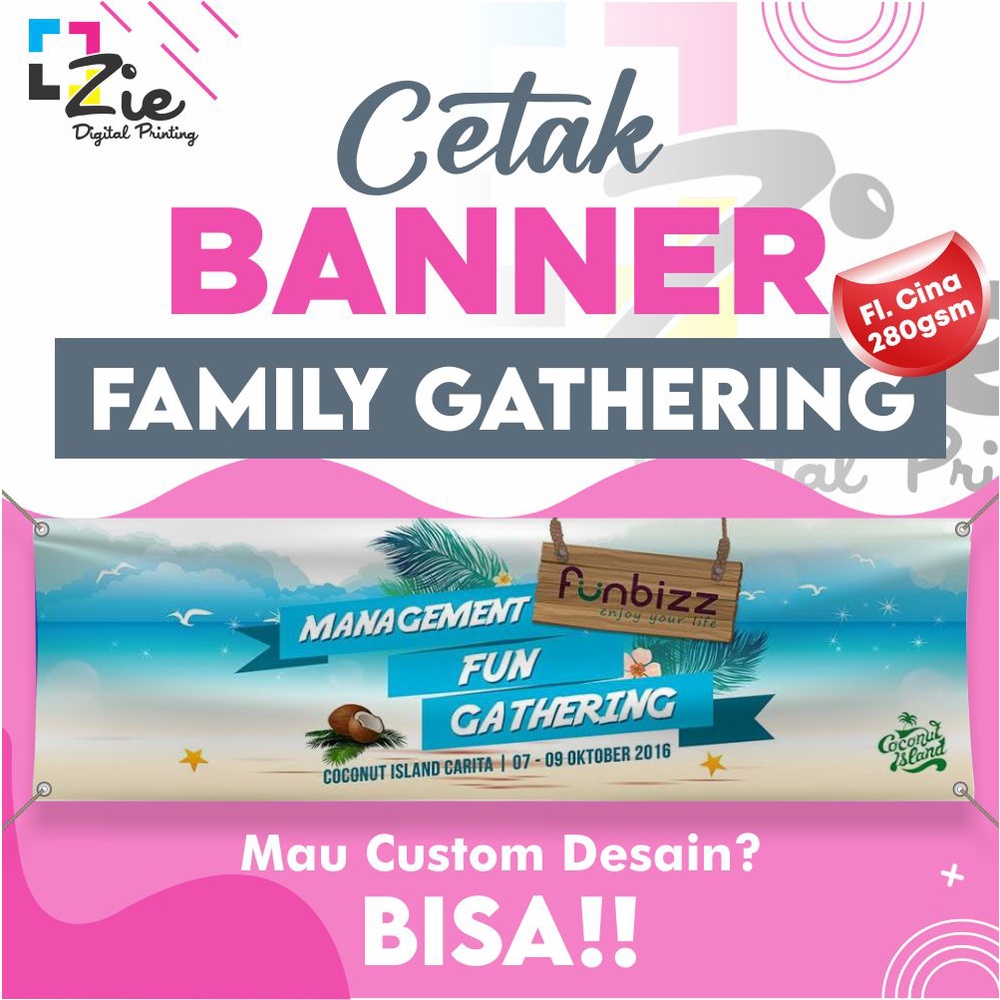 Jual Cetak Banner Family Gathering Frontlite Bahan Flexi 280gr Spanduk
