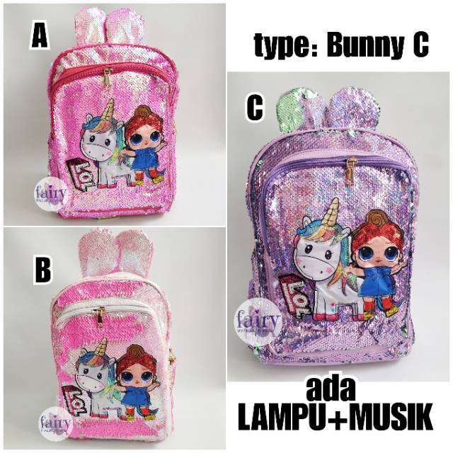 LOL SEQUINS backpack LED SEKOLAH ANAK SD PEREMPUAN BISA