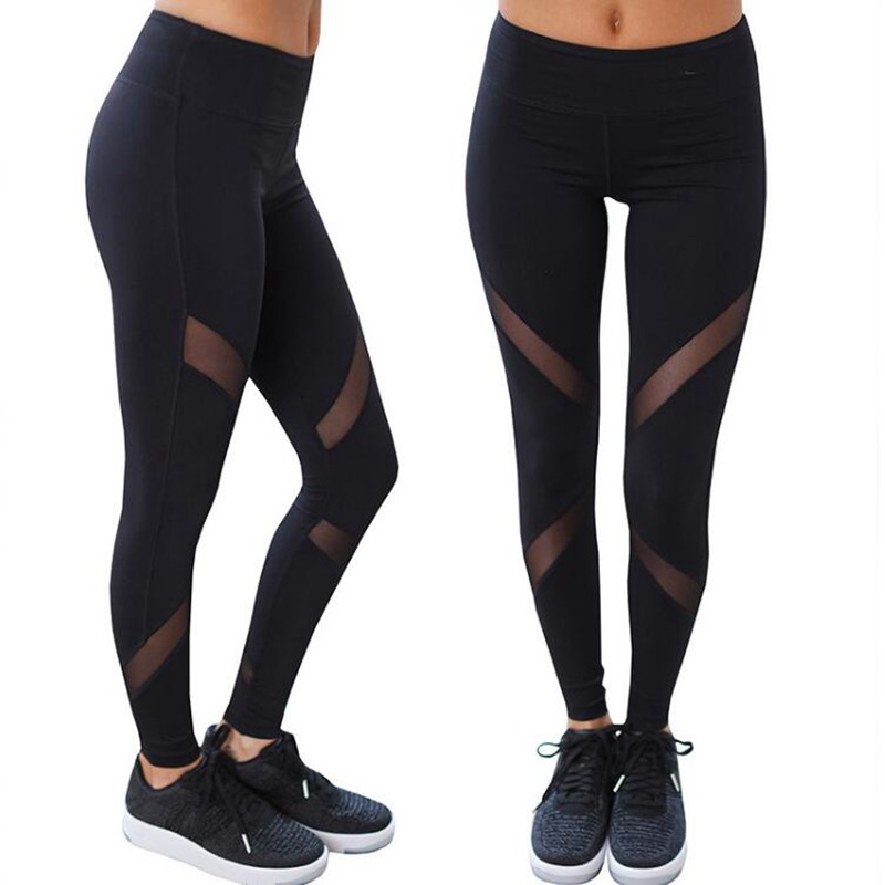 Celana Legging Panjang Wanita Model Sambungan Mesh untuk