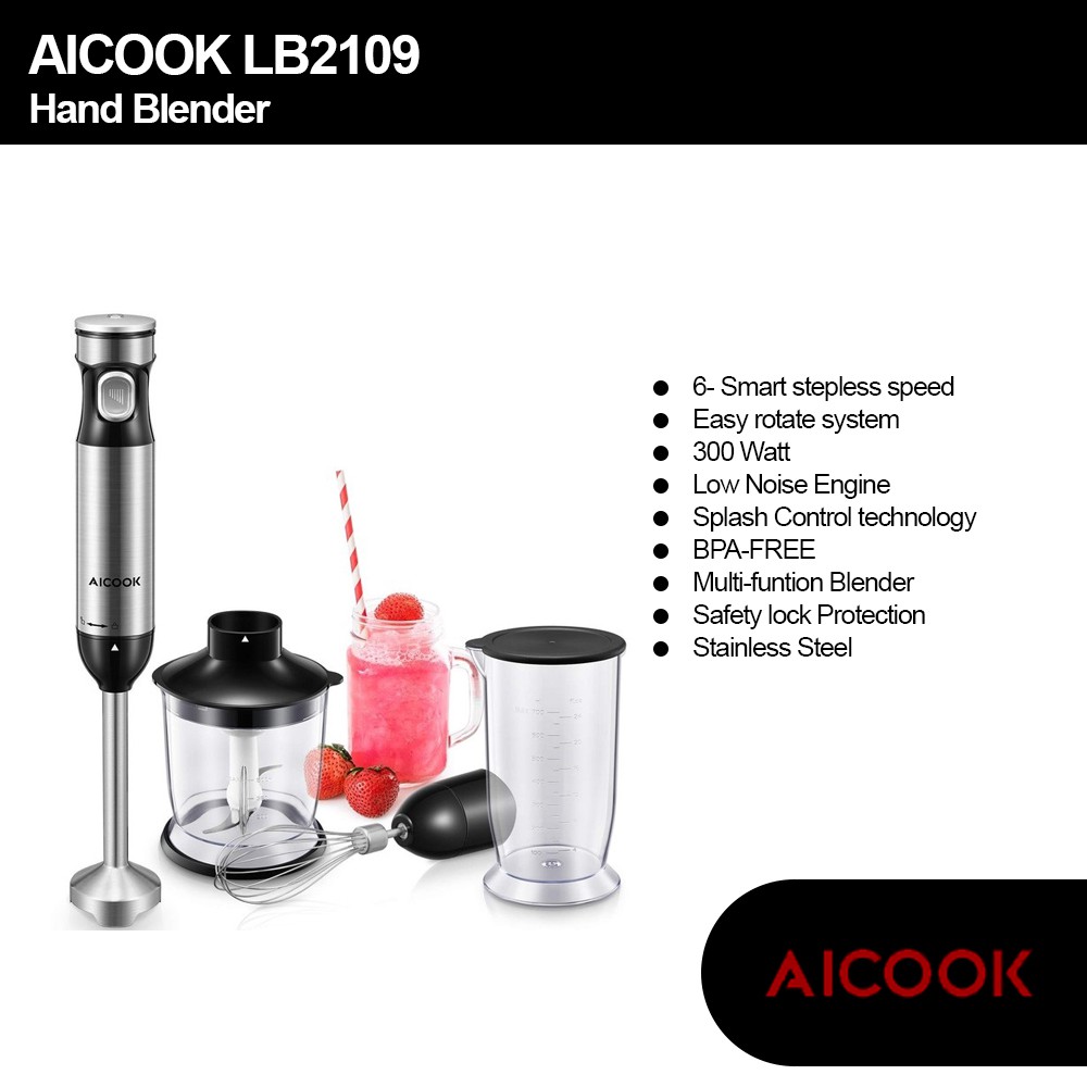 Jual AICOOK Hand Blender, 4 in 1 Immersion Blender LB2109 [Non Garansi