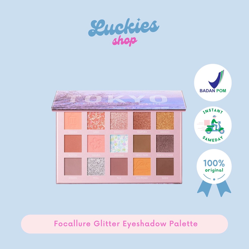 Jual Official Distributor Focallure FA100 Glitter Eyeshadow Palette Go