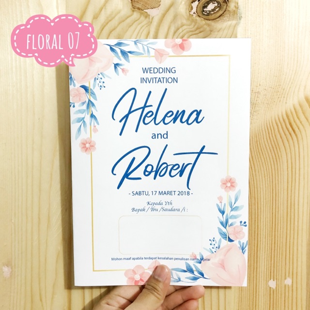 undangan pernikahan custom rustic full color cantik murah