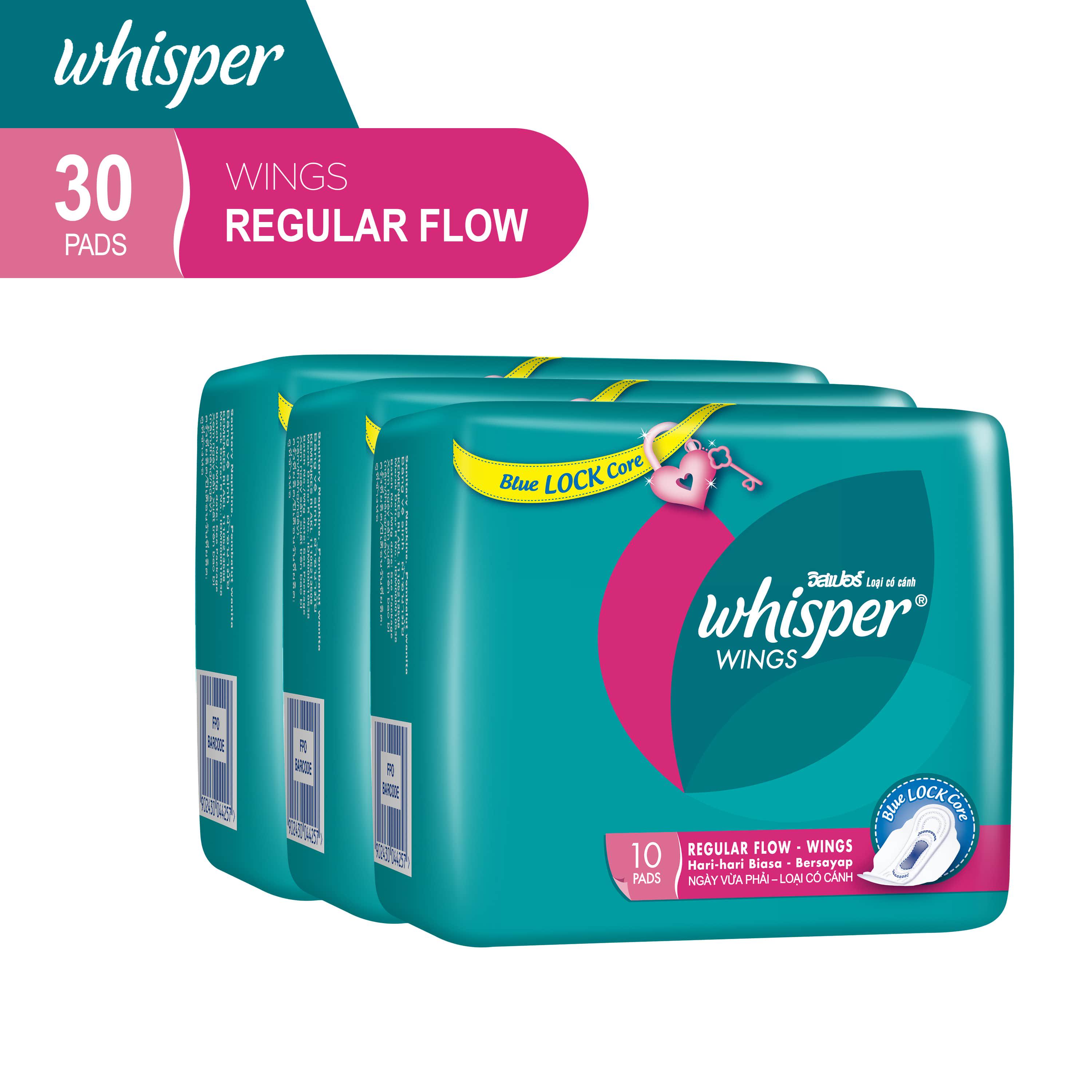 Whisper Sanitary Pads Regular Flow Wings Isi 10 Paket Isi 3 Shopee