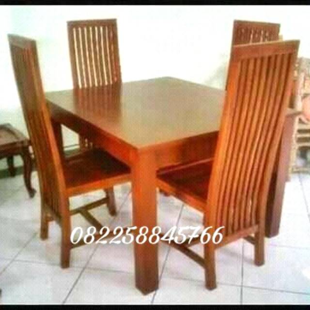 Meja Makan Kursi 4 Kayu Jati Model Minimalis Tanpa Ukiran, Meja Kursi Makan  Harga Murah Free Ongkir | Shopee Indonesia
