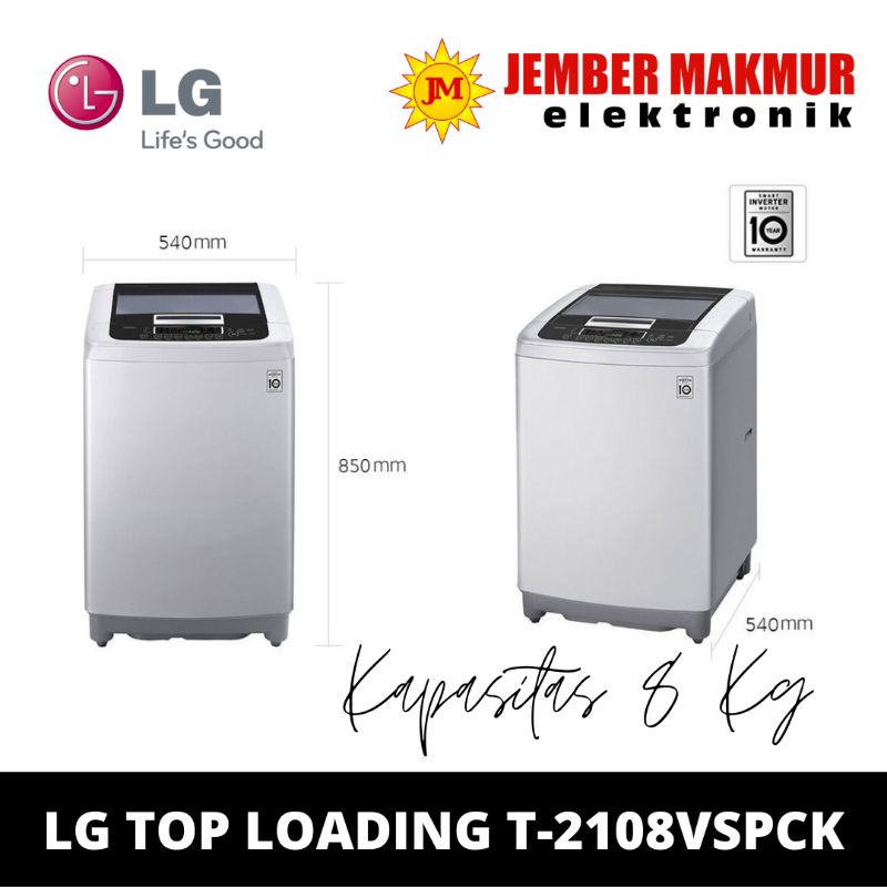 Jual LG T2108VSPCK Mesin Cuci Top Loading Smart Inverter dengan Turbo