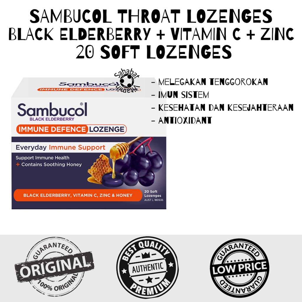 Jual Sambucol Throat Lozenges 20 Soft Lozenges / Permen tenggorokan