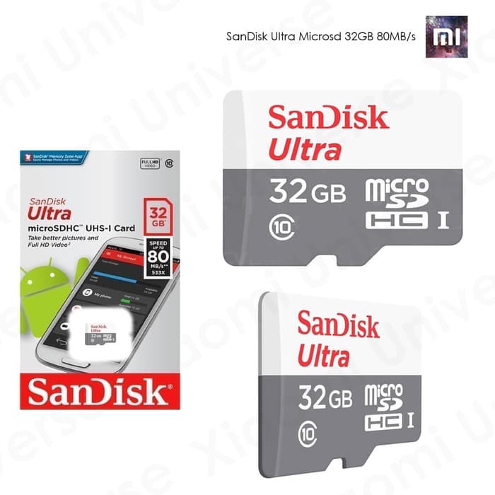 Jual Microsd Sandisk Ultra 32Gb Class 10 80Mbps Micro Sd Card 32 Gb | Shopee Indonesia