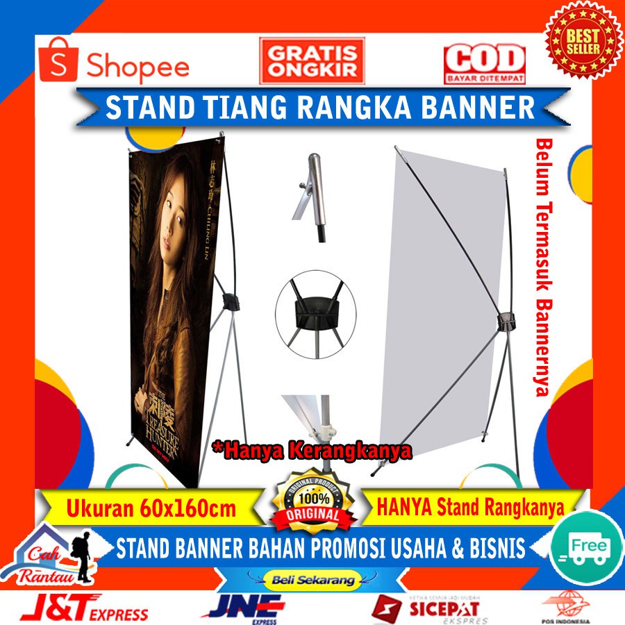 Stand X Y Banner Tiang Rangka Kerangka Kaki Plang Bahan Promosi Baner