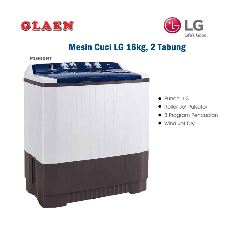 Jual Mesin Cuci LG 2 Tabung 16 Kg P1600RT Mesin Cuci Manual LG 16 Kg