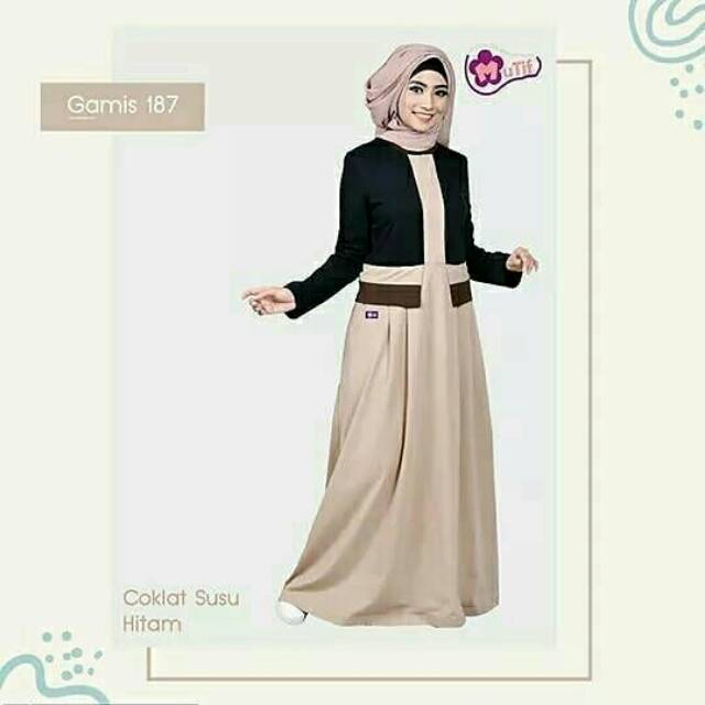 Jual Baju Gamis Mutif 187 Coklat Susu Hitam - Fashion Muslim | Shopee Indonesia