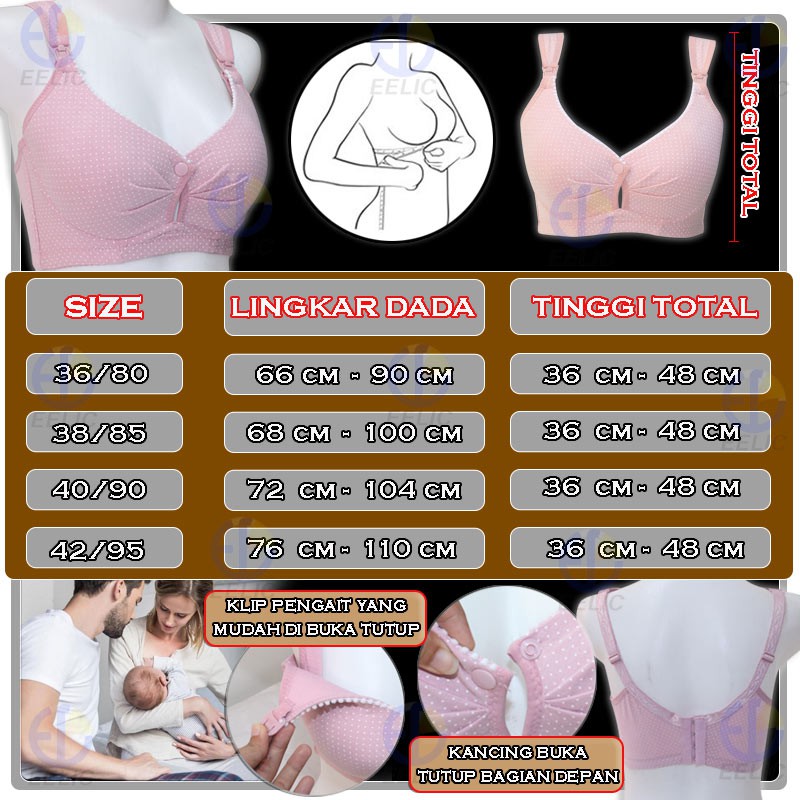 EELIC BRA-018 CREAM Bra Menyusui Kancing Depan Katun | Shopee Indonesia