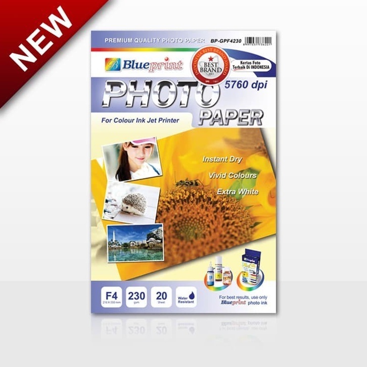 Jual Kertas Foto / Kertas Glossy / Glossy Paper BLUEPRINT F4 230 gsm