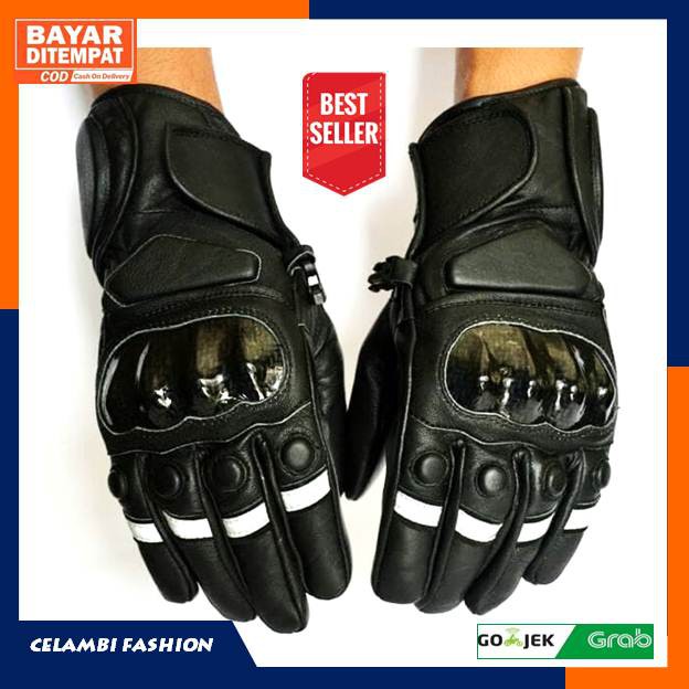 Jual Sarung Sarung Tangan Motor Pria Kulit Asli |Gloves Motor Balap | Glove Bikers Cowok Hitam Keren |Cod Indonesia|Shopee Indonesia