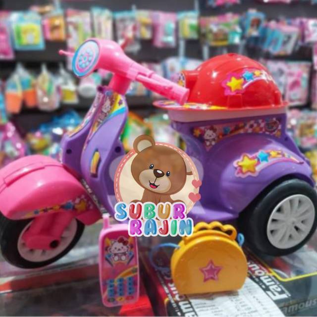 Jual Mainan Anak Perempuan Motor Vespa Kitty Cat Set | Shopee Indonesia