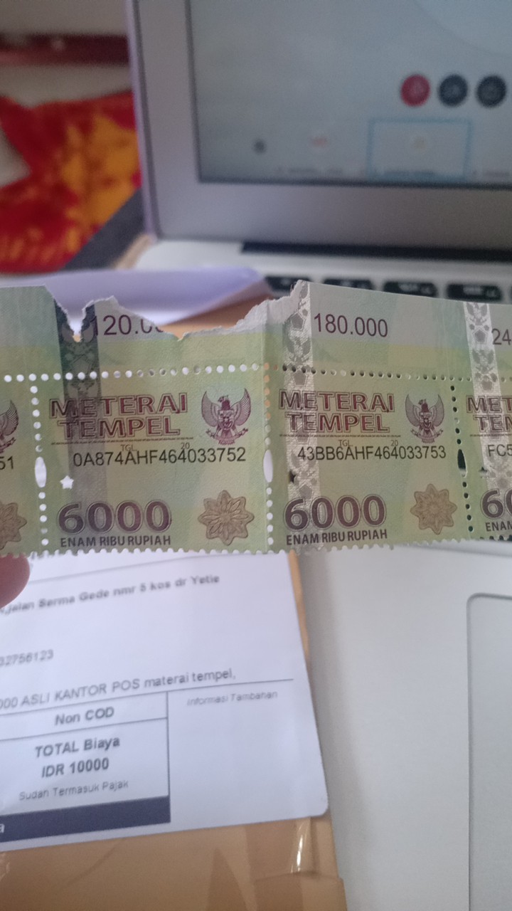 MATERAI 6000 ASLI KANTOR POS ngambil di kantor pos sunset road legian,  badung, Bali | Shopee Indonesia