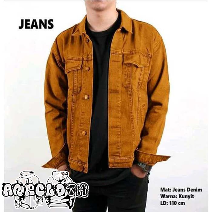 Jual Jaket Jeans Denim Pria Cowok Coklat Muda Coklat Kunyit M - Xxxl Terlaris | Shopee Indonesia