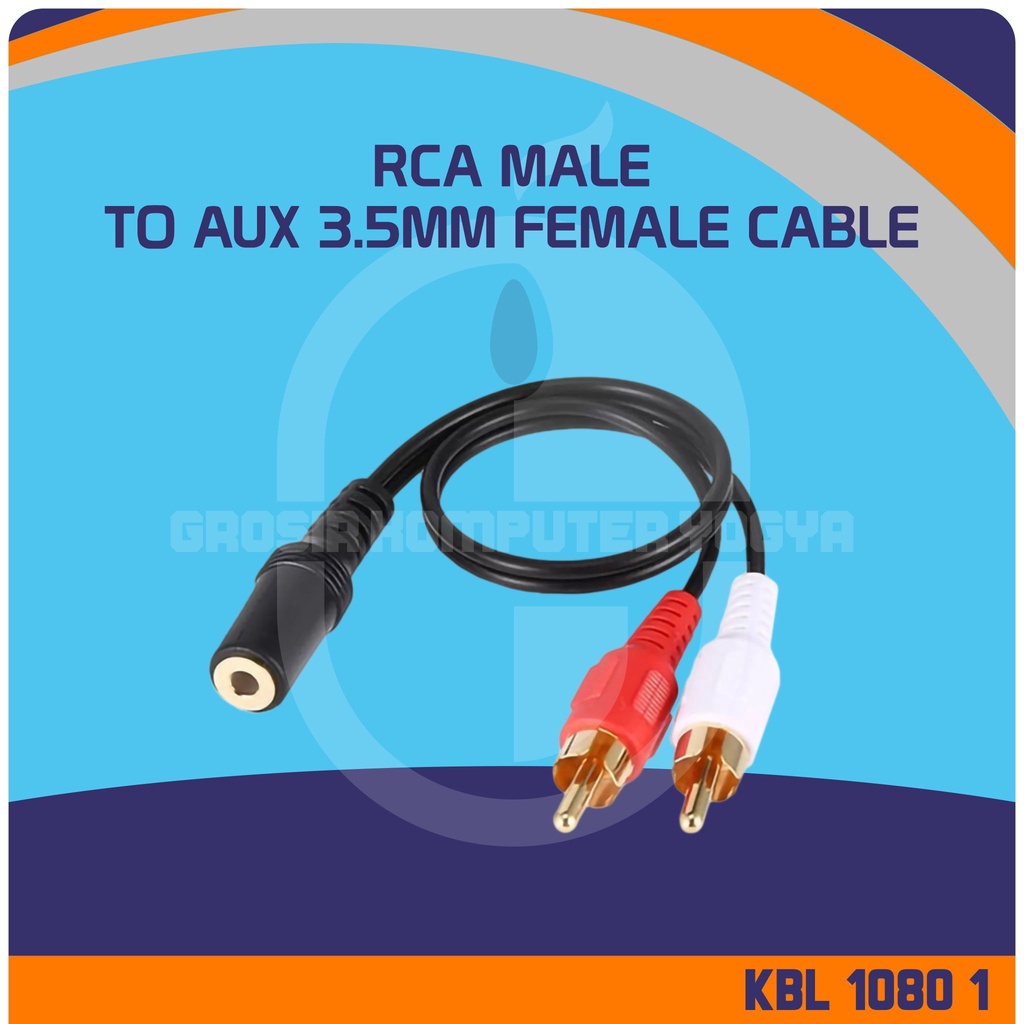 Jual RCA Male to AUX 3.5mm Female Cable HiFi 40cm Kabel Konverter Audio