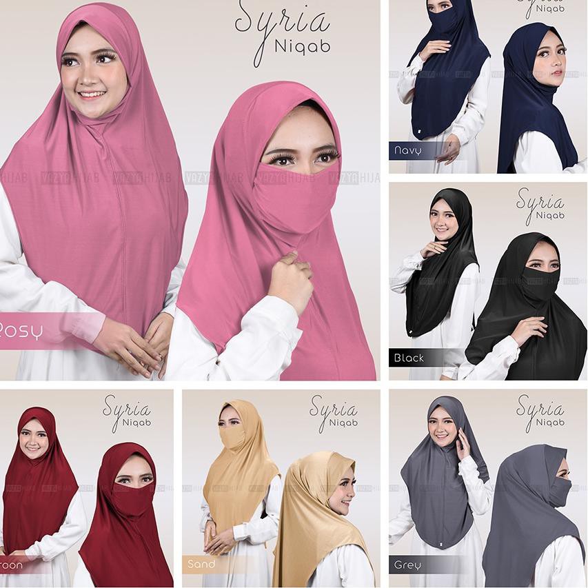 Khusus hari ini 2in1 Jilbab Masker Anti Corona Hijab Cadar Syari Pendek