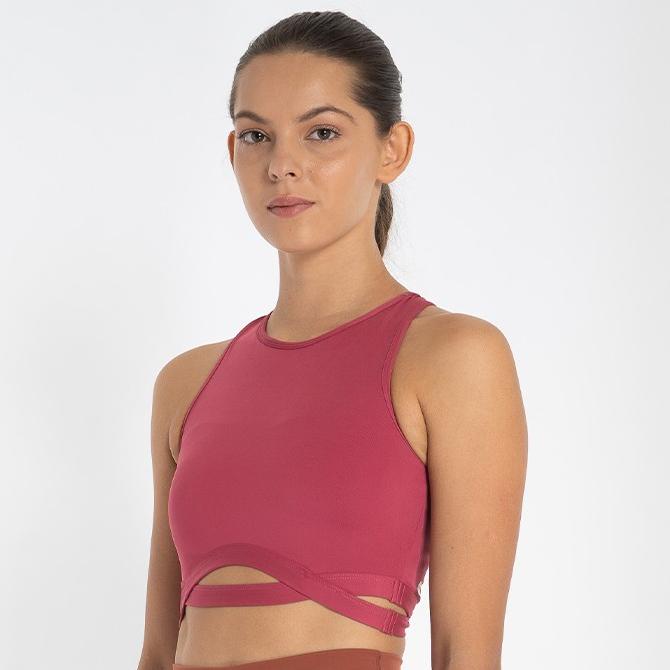 Jual miniletics Power High Neck Bra, with A/B Cup Sports Bra Magenta