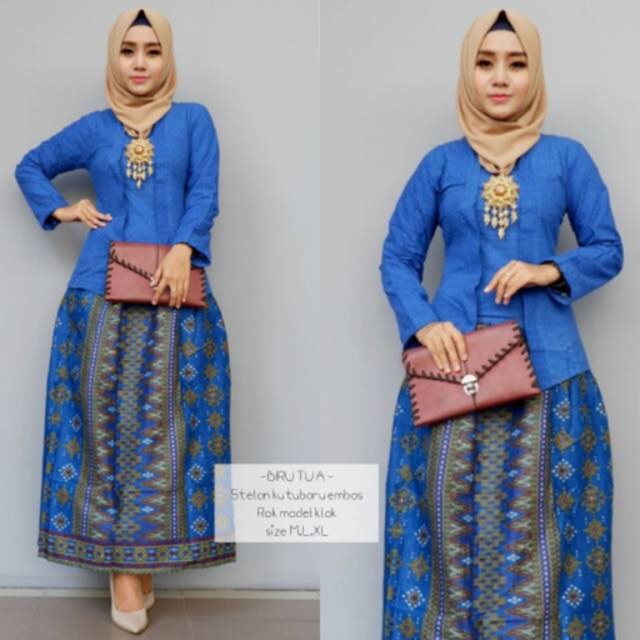SETELAN KUTUBARU ROK MODEL KLOK KUTUBARU WANITA KEBAYA KUTUBARU EMBOS BATIK KUTUBARU