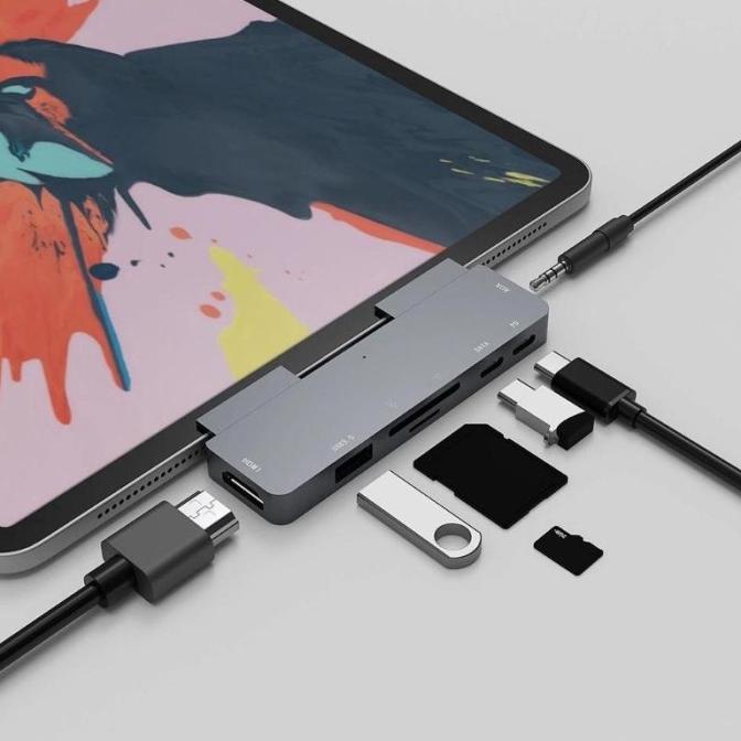 Jual 7 In 1 Usb C Hub Hdmi Card Reader And 3.5Mm Audio Jack Ipad Pro Air 4 | Shopee Indonesia