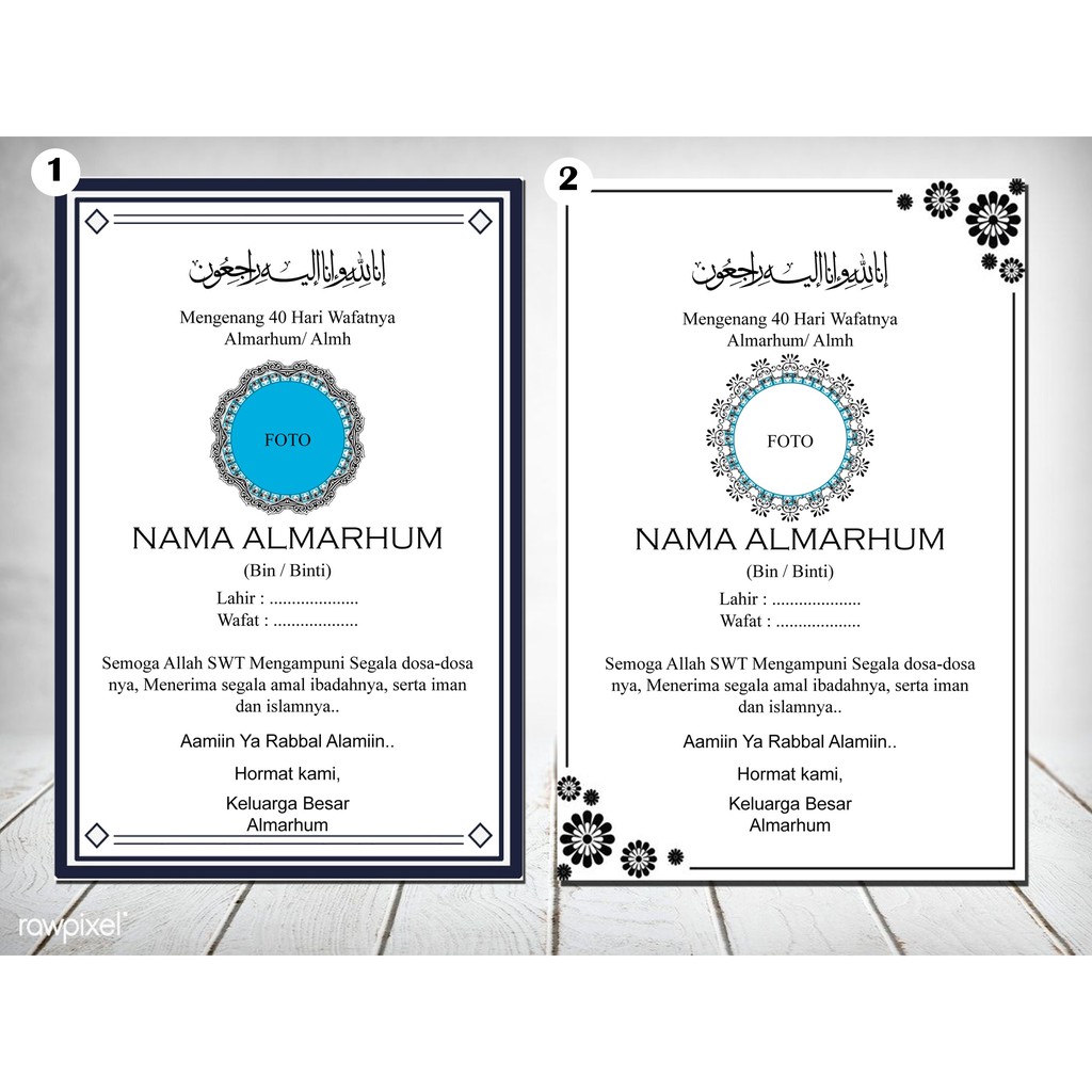 Kartu Tahlilan Mengenang 40 Hari / 100 Hari Keluarga