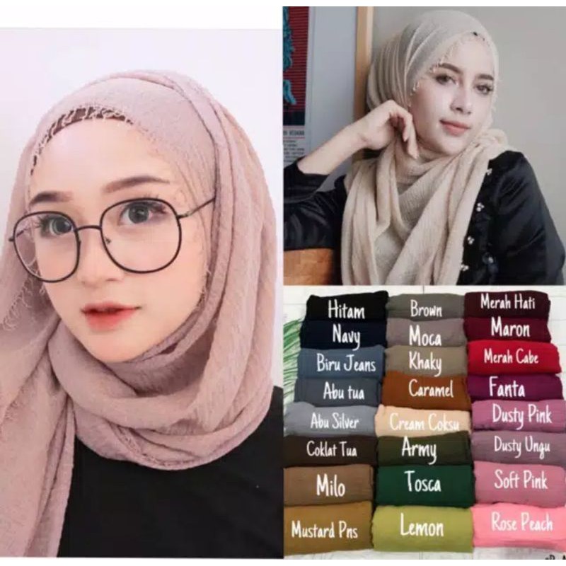 Pasmina crinkle part2 / pasmina palos / pasmina kerut Shopee Indonesia