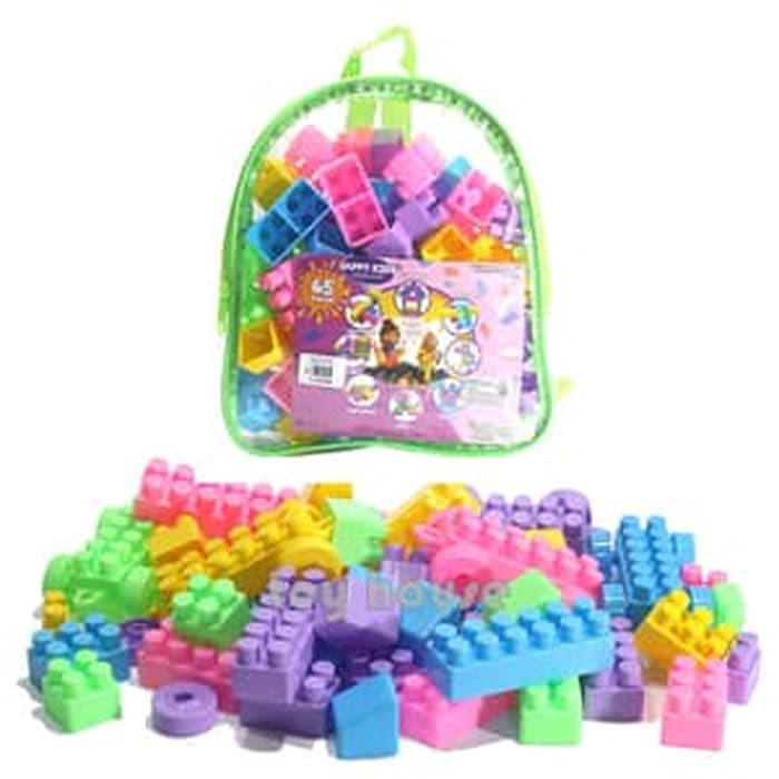 Jual Mainan Edukasi Anak - Happy Kids Block Lego Building Blok Isi 65Pc Tas Indonesia|Shopee Indonesia