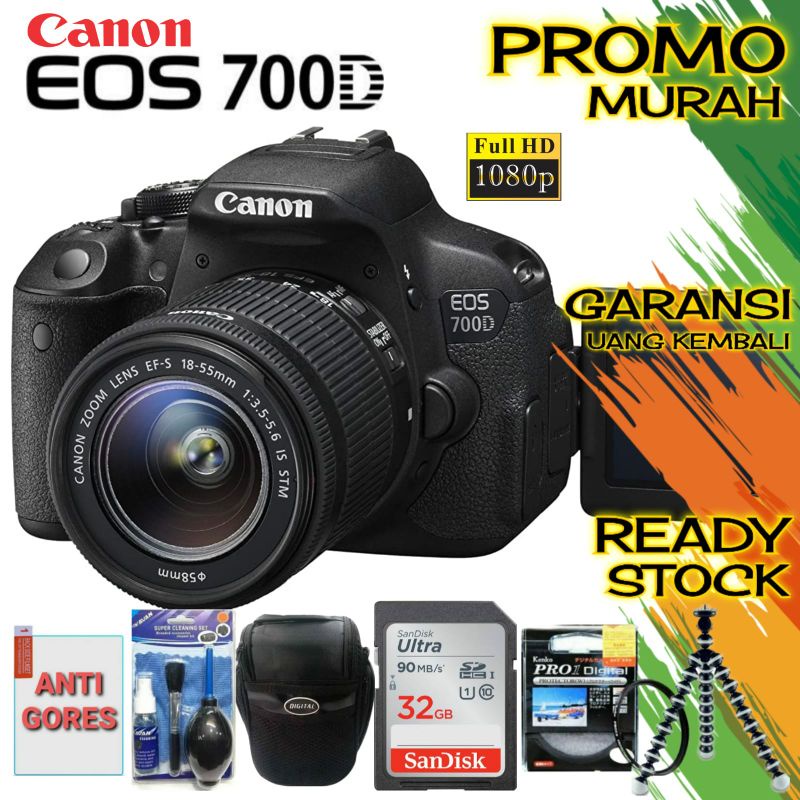Jual DSLR CANON EOS 700D + LENSA 1855MM IS STM ORIGINAL 100 GARANSI 1